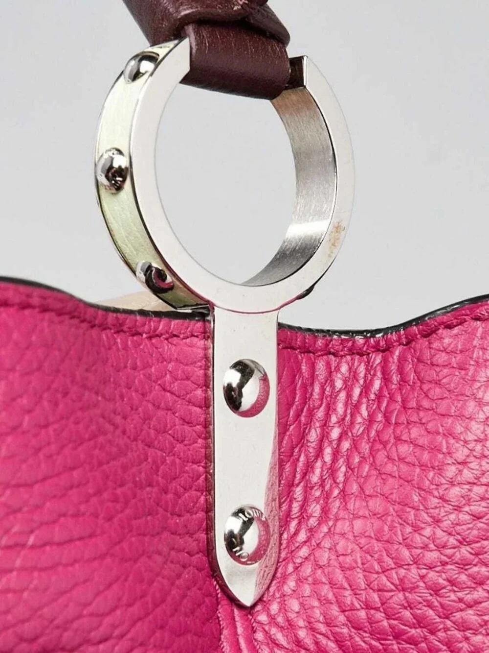 Louis Vuitton Galet/Violet Taurillon Leather Capucines MM Bag
